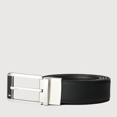 REVERSIBLE NAPPA LEATHER BELT WITH NICKEL IN SATIN FINISH IN STAINLESS STEEL NEEDLE